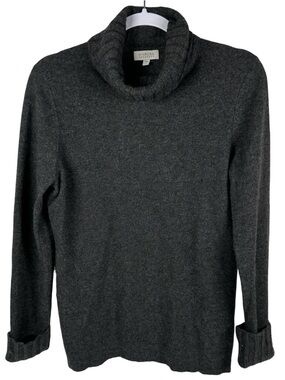 Kinross Cashmere Charcoal Gray 100% Cashmere Knit Turtleneck Sweater Size Large